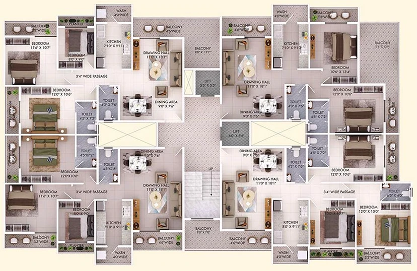Floor Plan of Vikas Arsh Glory in Kachimet, Nagpur - Image 167261
