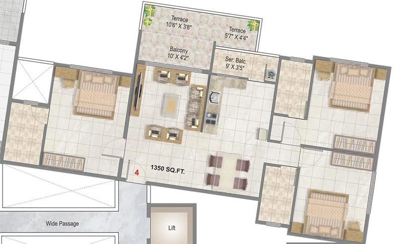 3 BHK Flat in Roongta Shree Tirumala Paras in Gangapur Road, Nashik - Image 814764