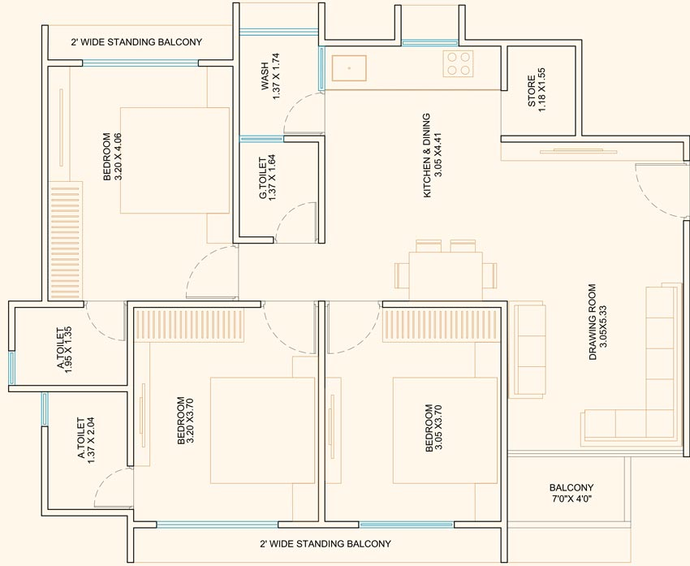 3 BHK Flat in Bosky Sanelite in Kudasan, Gandhinagar - Image 690841