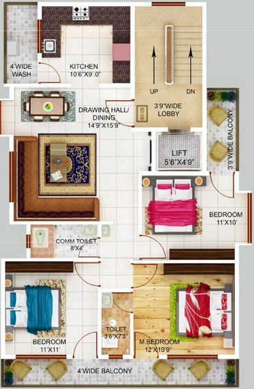 Floor Plan of Shubh Swapn Pride Residency 3 in Narendra Nagar, Nagpur - Image 160729