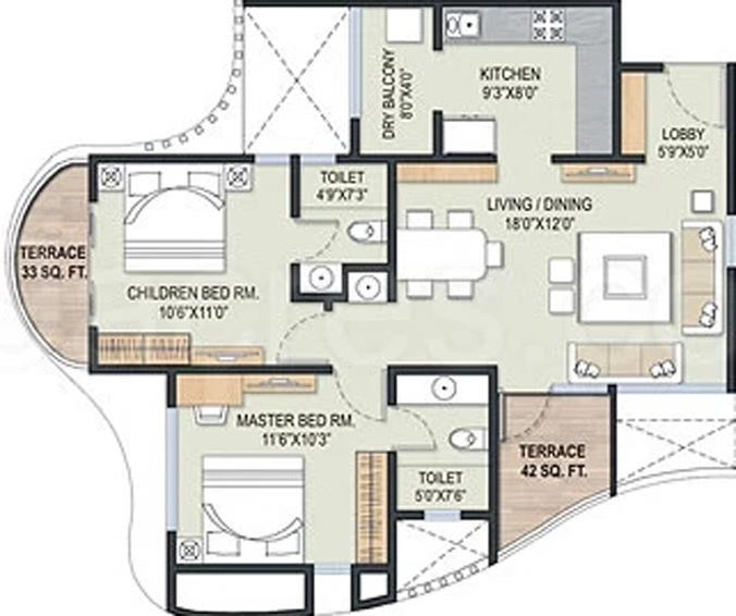 2 BHK Flat in Samraat Tropicano in Gangapur Road, Nashik - Image 809394