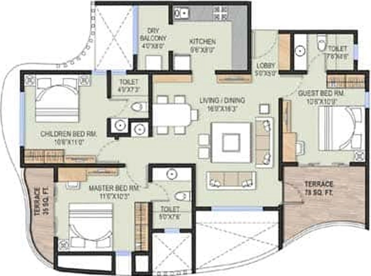 3 BHK Flat in Samraat Tropicano in Gangapur Road, Nashik - Image 809400