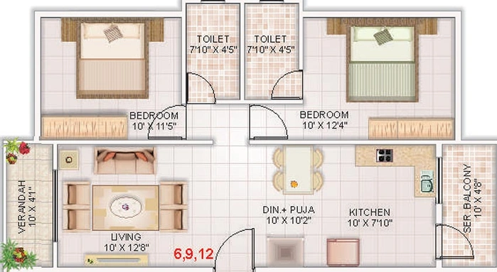2 BHK Flat in Roongta Classique in Indira Nagar, Nashik - Image 814712
