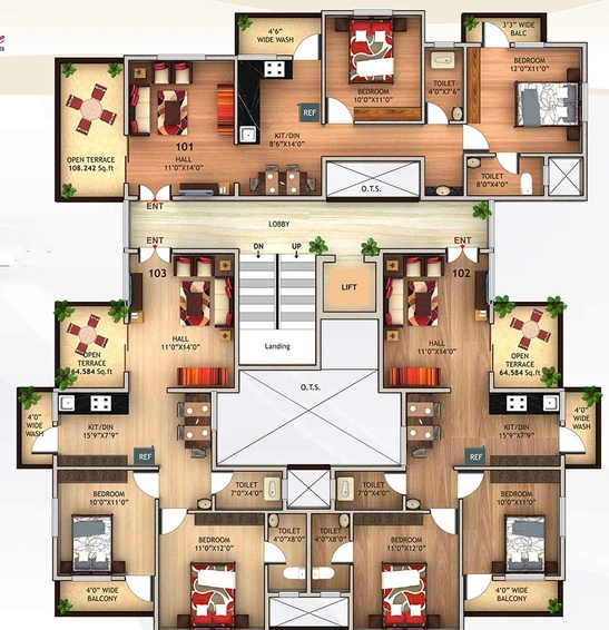 Floor Plan of Jai Kishan Vaishnav Residency in Manewada, Nagpur - Image 160268