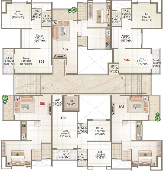 Floor Plan of Shree Gajanan Estate in Nashik Road, Nashik - Image 165293