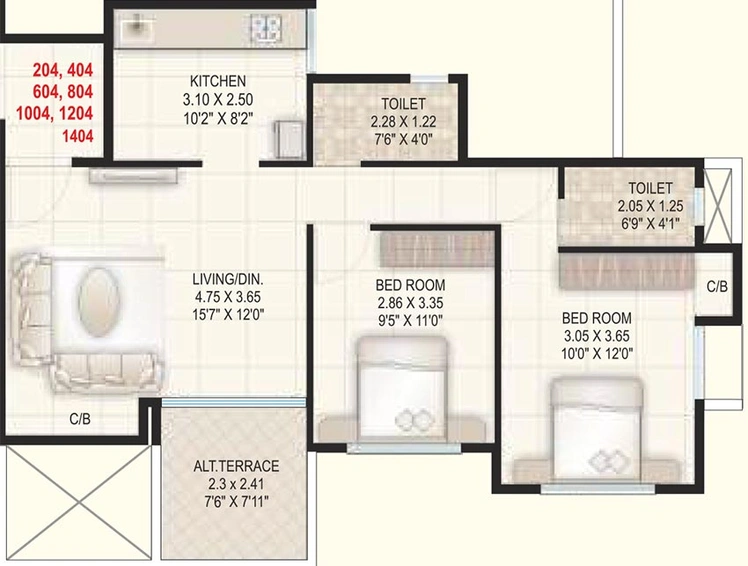 2 BHK Flat in Roongta Imperia in Govind Nagar, Nashik - Image 814719