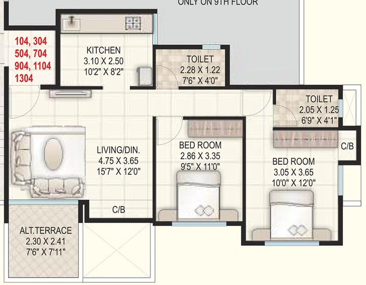 2 BHK Flat in Roongta Imperia in Govind Nagar, Nashik - Image 814720