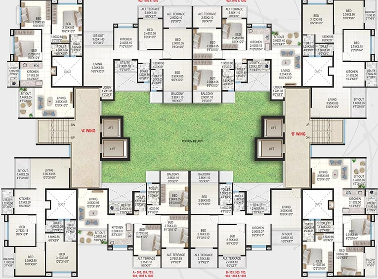 Floor Plan of Roongta Meridian in Govind Nagar, Nashik - Image 165274