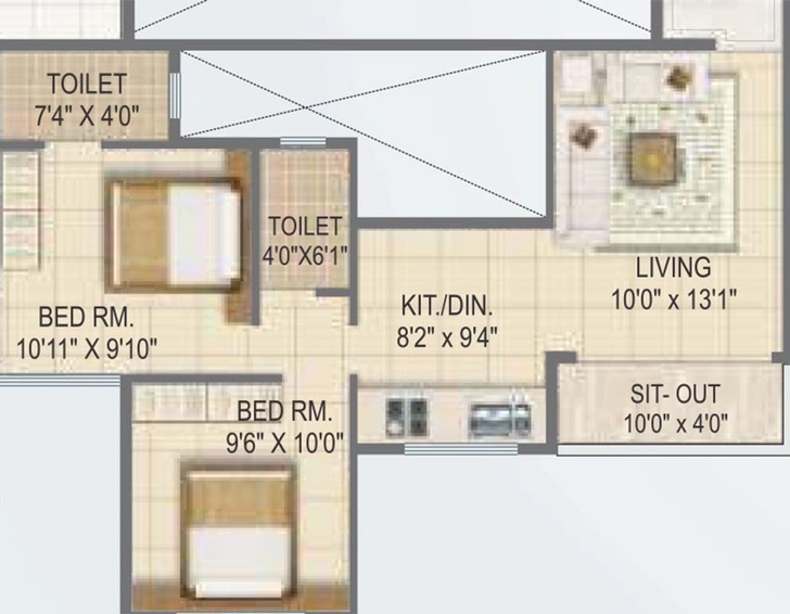 2 BHK Flat in Roongta Shree Tirumala Anmol in Gangapur Road, Nashik - Image 814742