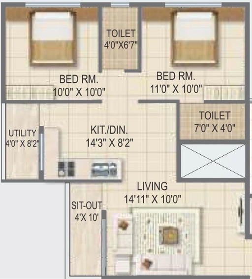 2 BHK Flat in Roongta Shree Tirumala Anmol in Gangapur Road, Nashik - Image 814743