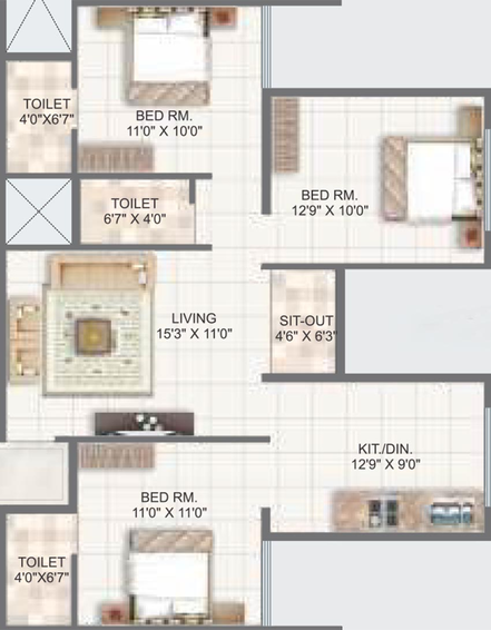 3 BHK Flat in Roongta Shree Tirumala Anmol in Gangapur Road, Nashik - Image 814744