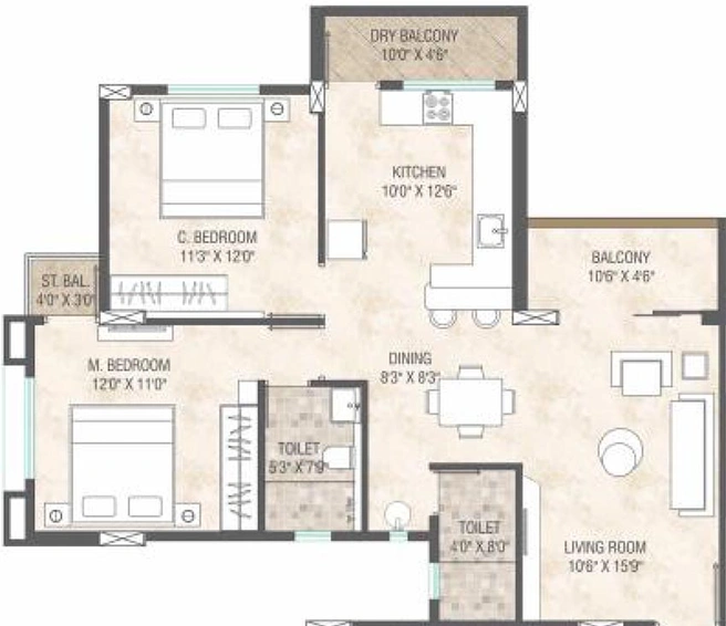 2 BHK Flat in Navkar Nxt in Dwarka, Nashik - Image 814620