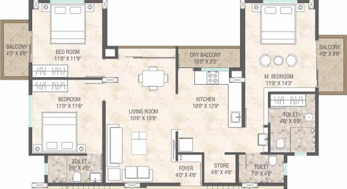 3 BHK Flat in Navkar Nxt in Dwarka, Nashik - Image 814621