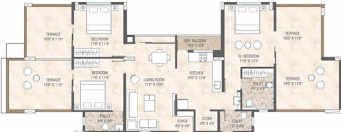 3 BHK Flat in Navkar Nxt in Dwarka, Nashik - Image 814623