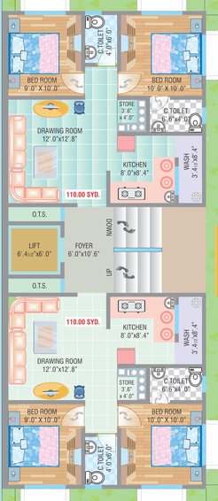 Floor Plan of Sai Matruchhaya Residency in Amraiwadi, Ahmedabad - Image 101627
