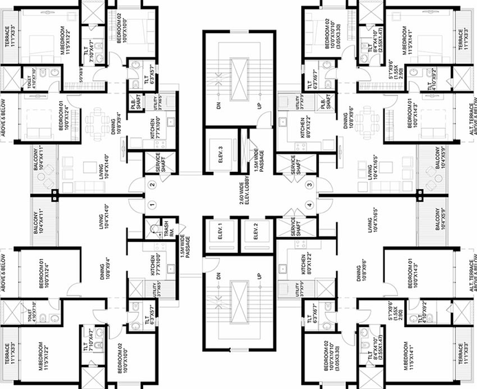 Floor Plan of Duville Riverdale Residences in Kharadi, Pune - Image 180317
