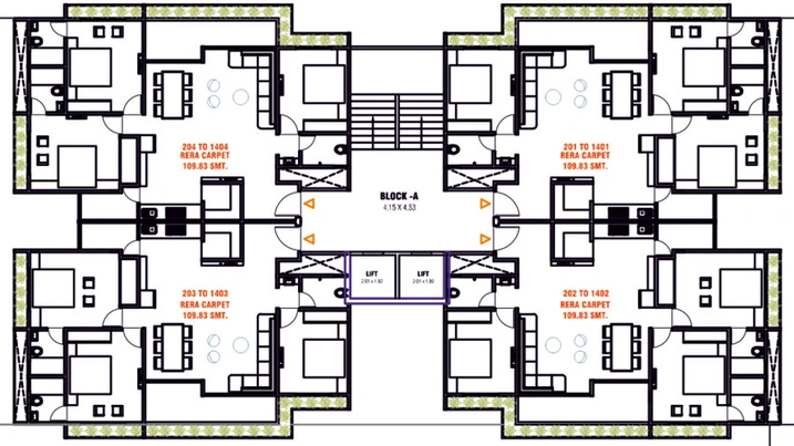 Floor Plan of Mahalakshmi Satvam Skyline in Sargasan, Gandhinagar - Image 101666