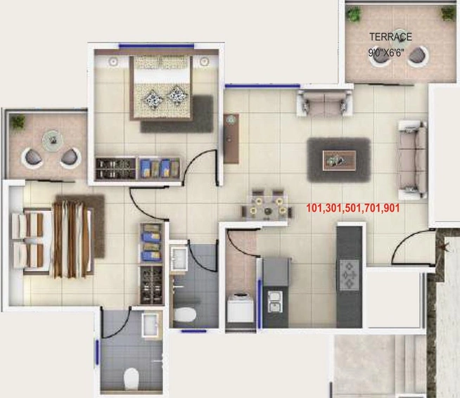 2 BHK Flat in Divine Florina in Moshi, Pune - Image 819844