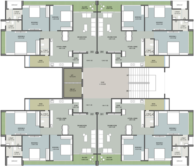 Floor Plan of Sahjanand Saffron Flora in Sargasan, Gandhinagar - Image 101738