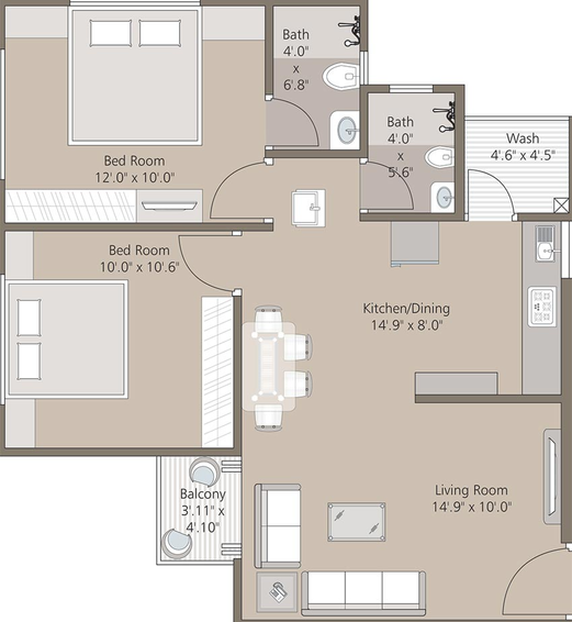 2 BHK Flat in Saral Life Arena in Gotri, Vadodara - Image 821385