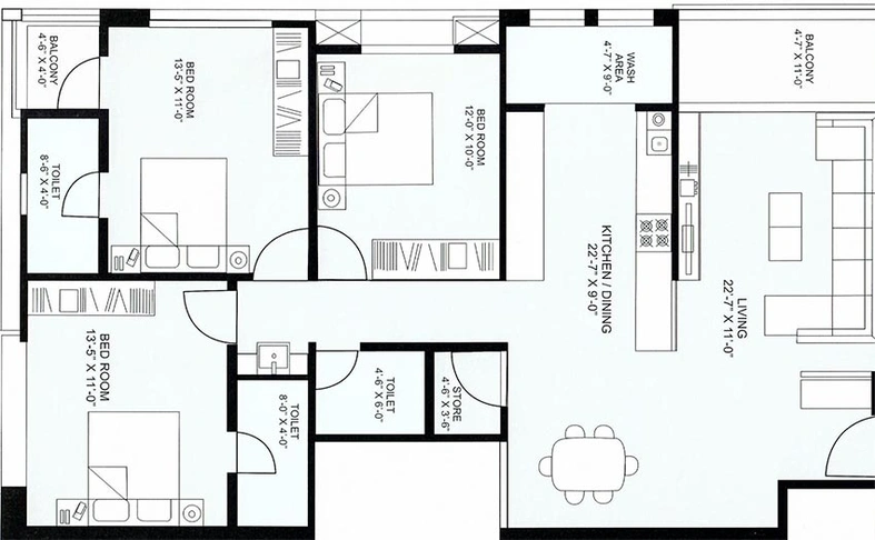 3 BHK Flat in Horizon Shivam Aura in Subhanpura, Vadodara - Image 824173