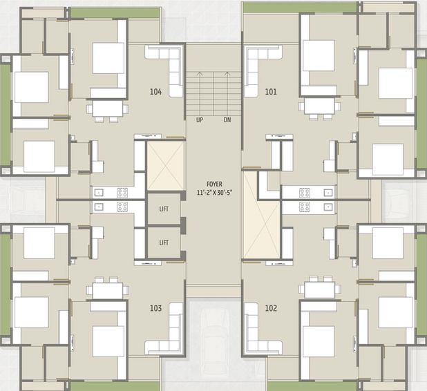 Floor Plan of Keshav Gauravi in Vastrapur, Ahmedabad - Image 101804