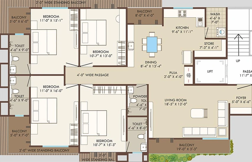 4 BHK Flat in SP Shree Siddheshwar Pacific in Harni, Vadodara - Image 824264
