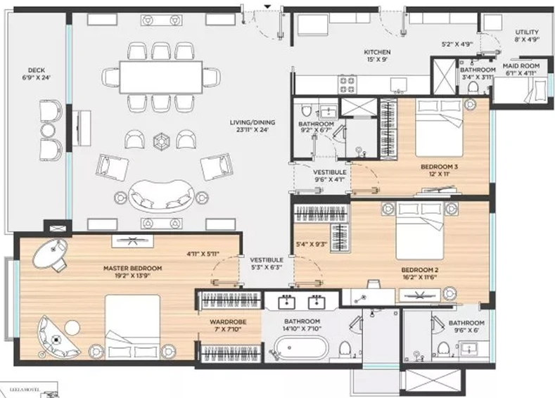 3 BHK Flat in Bhartiya The Leela Residences in Thanisandra, Bangalore - Image 693508