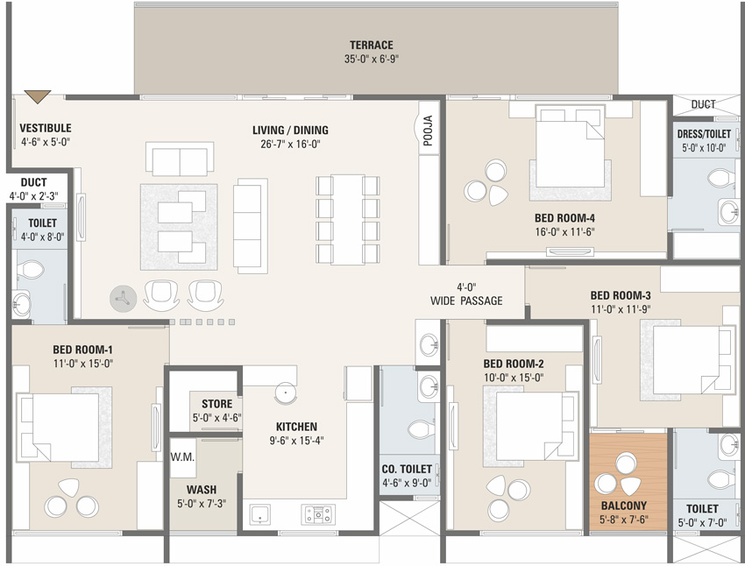 4 BHK Flat in Gopinath Swarnim Shrushti in Adalaj, Gandhinagar - Image 693144