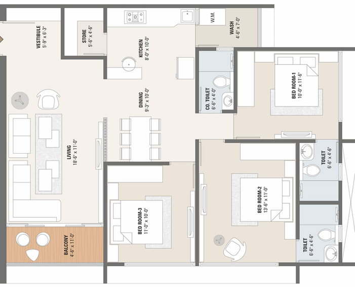 3 BHK Flat in Gopinath Swarnim Shrushti in Adalaj, Gandhinagar - Image 693142