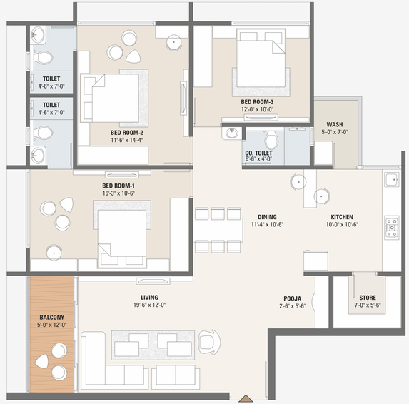 3 BHK Flat in Gopinath Swarnim Shrushti in Adalaj, Gandhinagar - Image 693143