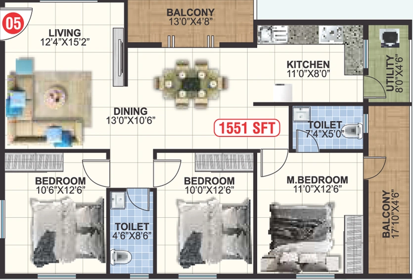 3 BHK Flat in DB Lakven Visishta in Kogilu, Bangalore - Image 693646