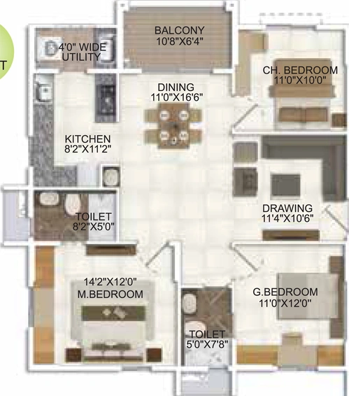 3 BHK Flat in DSR White Waters Phase 1 in Sarjapur, Bangalore - Image 693406