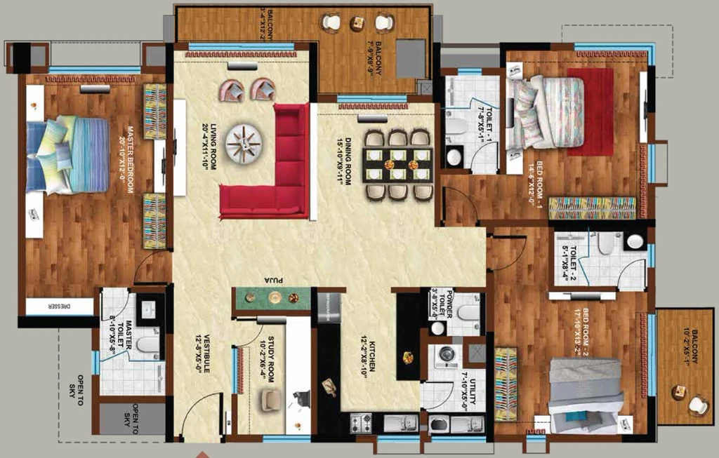 3 BHK Flat in Koncept Ambience Downtown in Banaswadi, Bangalore - Image 821620