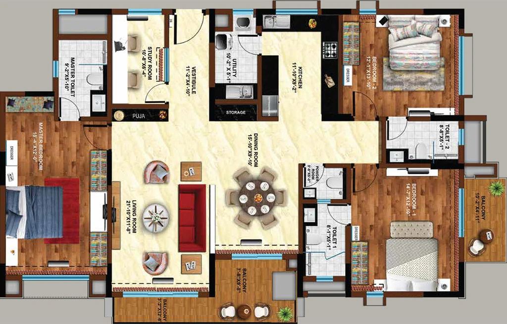 3 BHK Flat in Koncept Ambience Downtown in Banaswadi, Bangalore - Image 821621