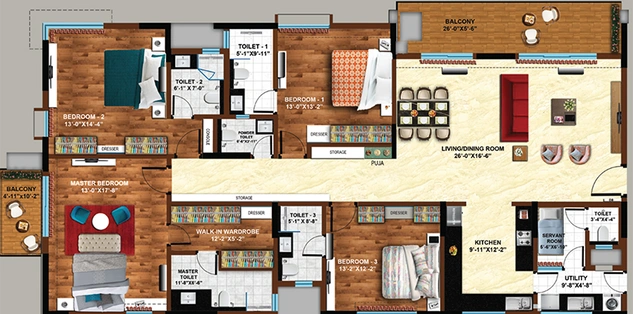 4 BHK Flat in Koncept Ambience Downtown in Banaswadi, Bangalore - Image 821624