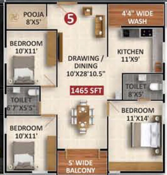 3 BHK Flat in VSR Tranquil in Horamavu, Bangalore - Image 819331