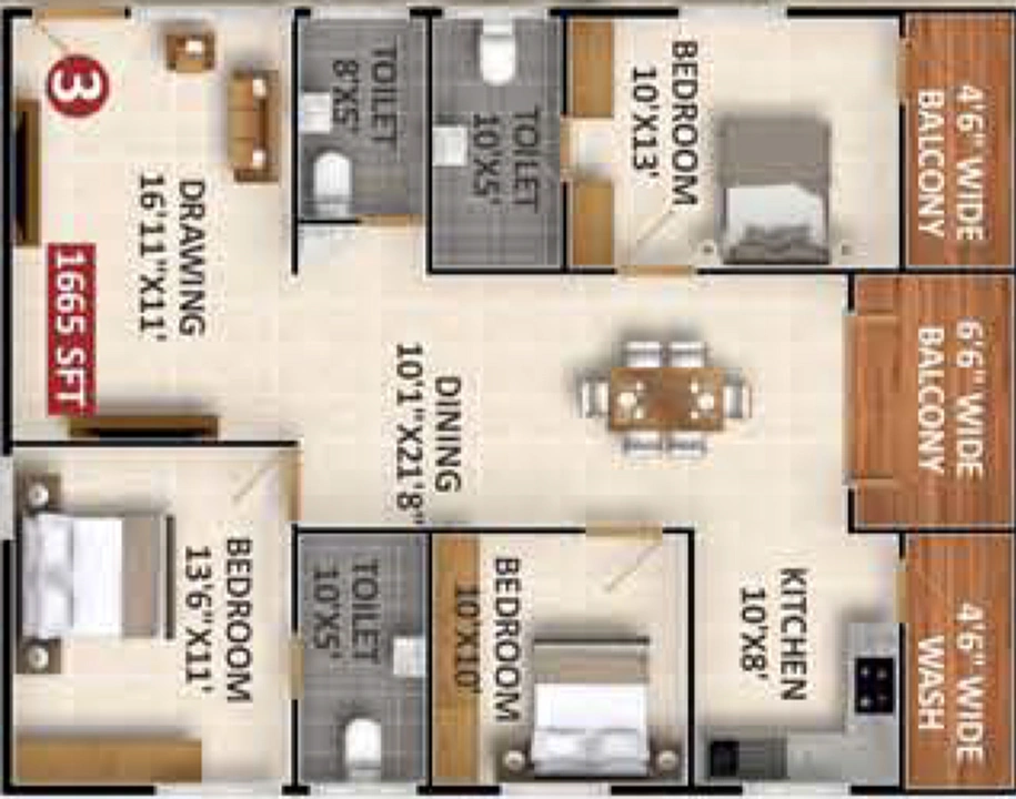 3 BHK Flat in VSR Tranquil in Horamavu, Bangalore - Image 819332