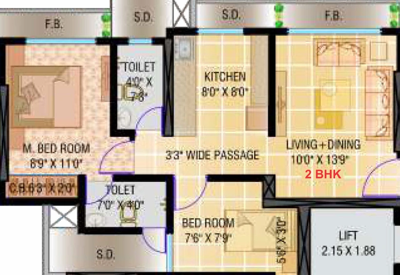 2 BHK Flat in JVM Tiara in Thane West, Thane - Image 441933