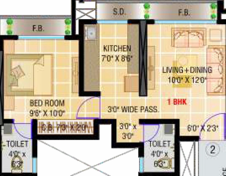 1 BHK Flat in JVM Tiara in Thane West, Thane - Image 441932