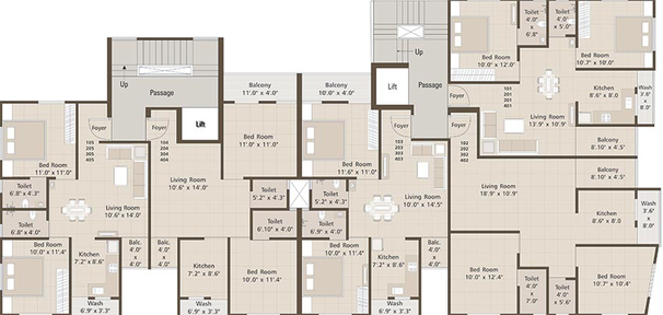 Floor Plan of Shree Siddhivinayak Maple Avenue in Manjalpur, Vadodara - Image 185812