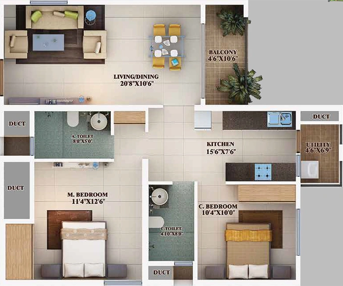 2 BHK Flat in Mahendra Aarna in Electronic City, Bangalore - Image 821525