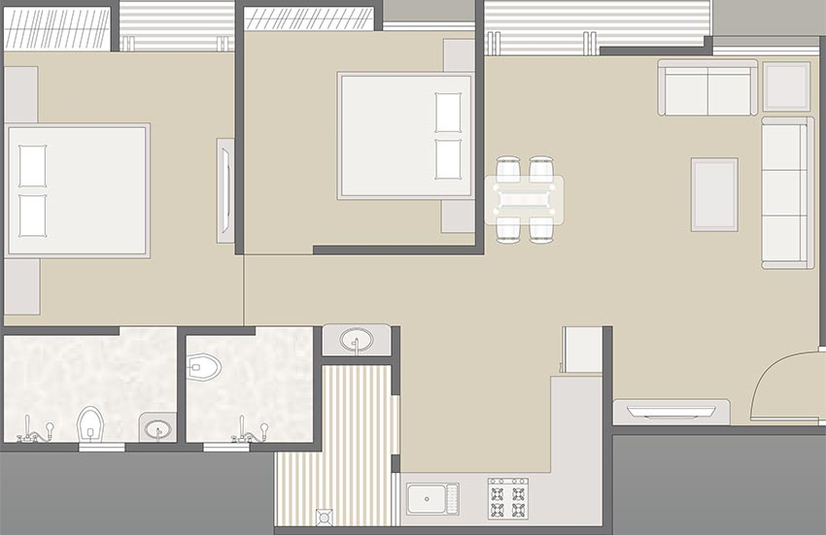 2 BHK Flat in Bhanderi Siddheshwar Hill Square in New Karelibaug, Vadodara - Image 827542