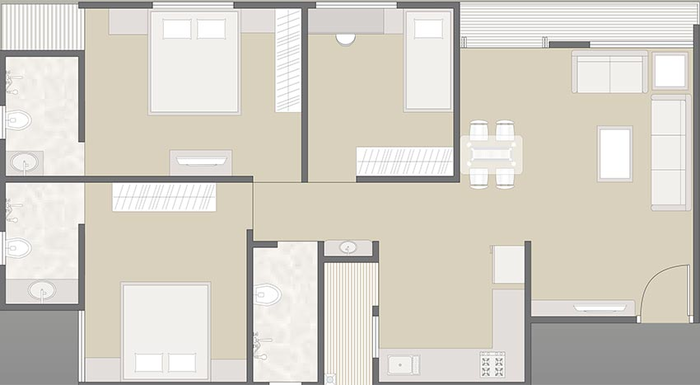 3 BHK Flat in Bhanderi Siddheshwar Hill Square in New Karelibaug, Vadodara - Image 827544
