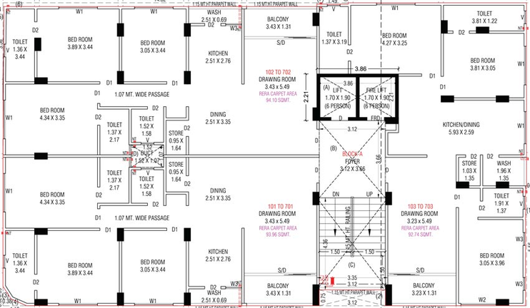 Floor Plan of Aadinath Rushabh 21 in Paldi, Ahmedabad - Image 104408