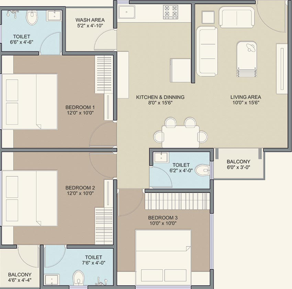 3 BHK Flat in Galaxy Landmark Prime in Tandalja, Vadodara - Image 821370