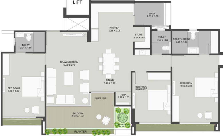3 BHK Flat in Aastha Pramukh Viyana in Adalaj, Gandhinagar - Image 694178