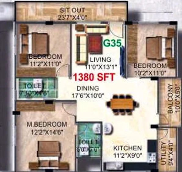 3 BHK Flat in Pyramid Watsonia in Yelahanka, Bangalore - Image 821190