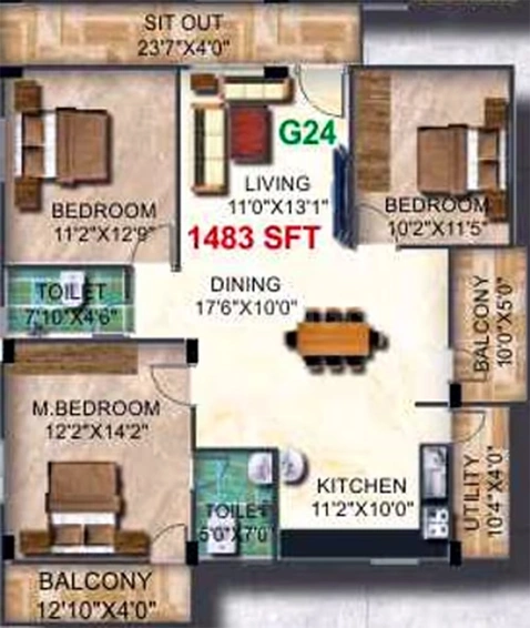 3 BHK Flat in Pyramid Watsonia in Yelahanka, Bangalore - Image 821191