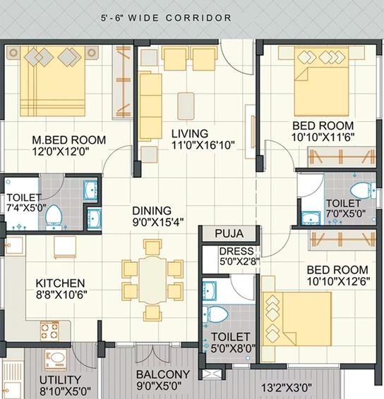 3 BHK Flat in Creative Shree Vikas in Thanisandra, Bangalore - Image 821134